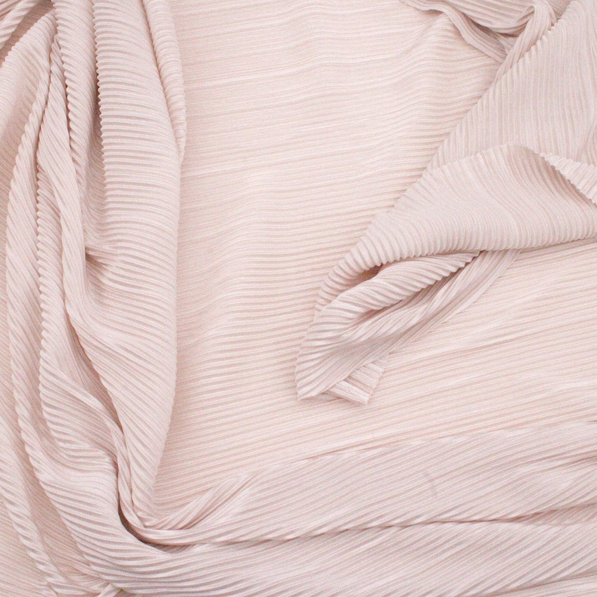 Satin Feel Cloque Crinkled Pleats Plisse Fabric - Champagne
