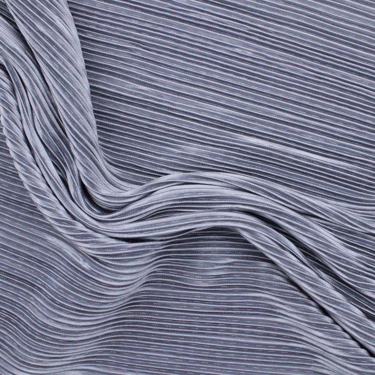 Satin Feel Cloque Crinkled Pleats Plisse Fabric - Dark Grey
