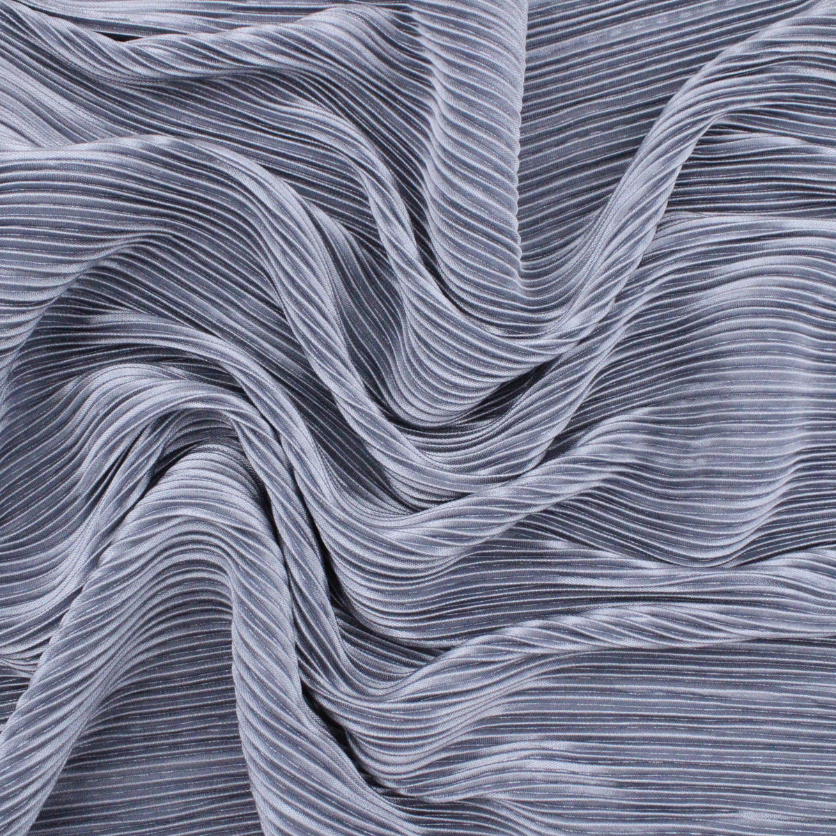 Satin Feel Cloque Crinkled Pleats Plisse Fabric - Dark Grey