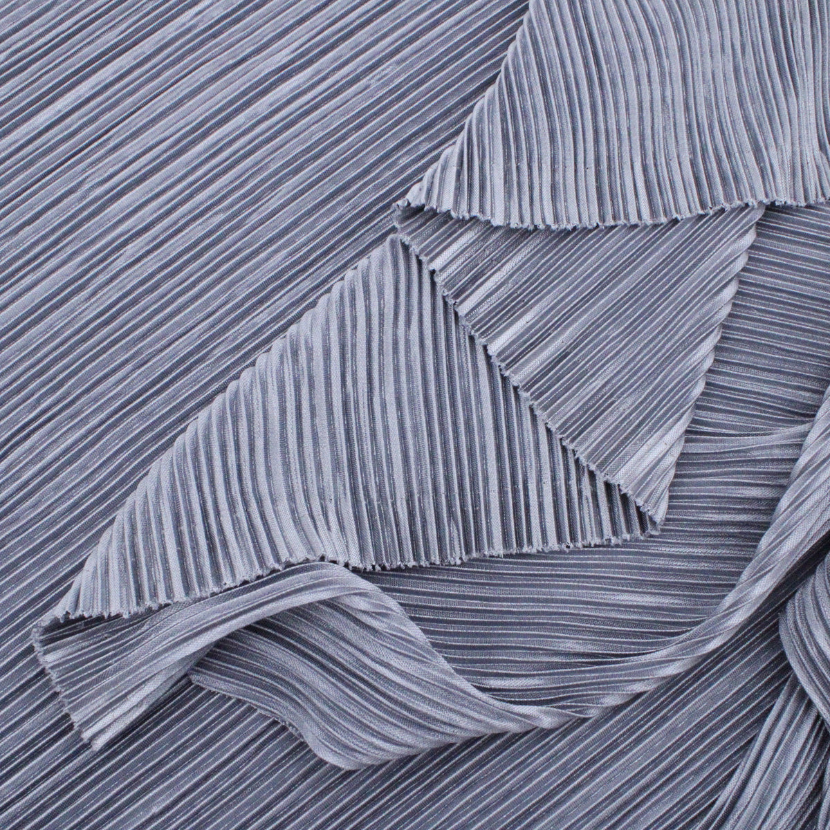 Satin Feel Cloque Crinkled Pleats Plisse Fabric - Dark Grey