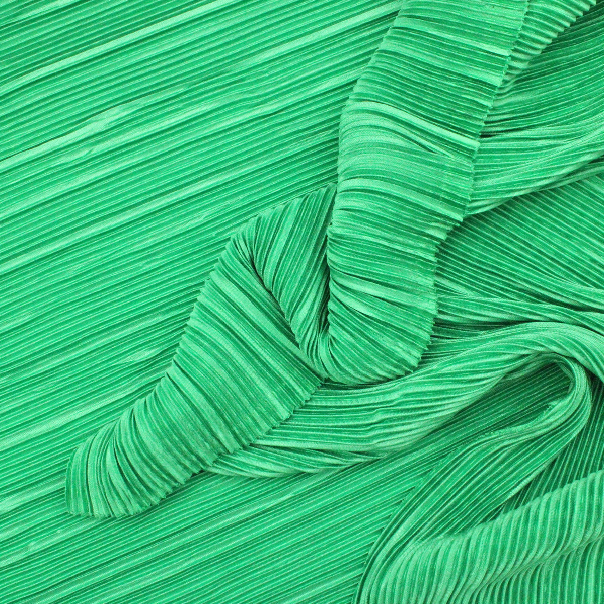 Satin Feel Cloque Crinkled Pleats Plisse Fabric - Emerald Green