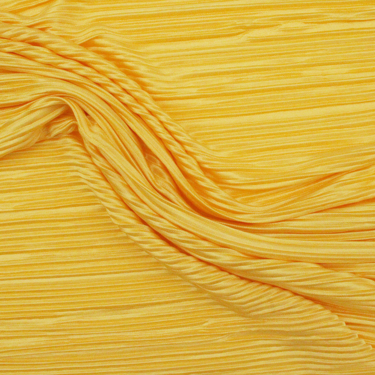 Satin Feel Cloque Crinkled Pleats Plisse Fabric - Honey Gold
