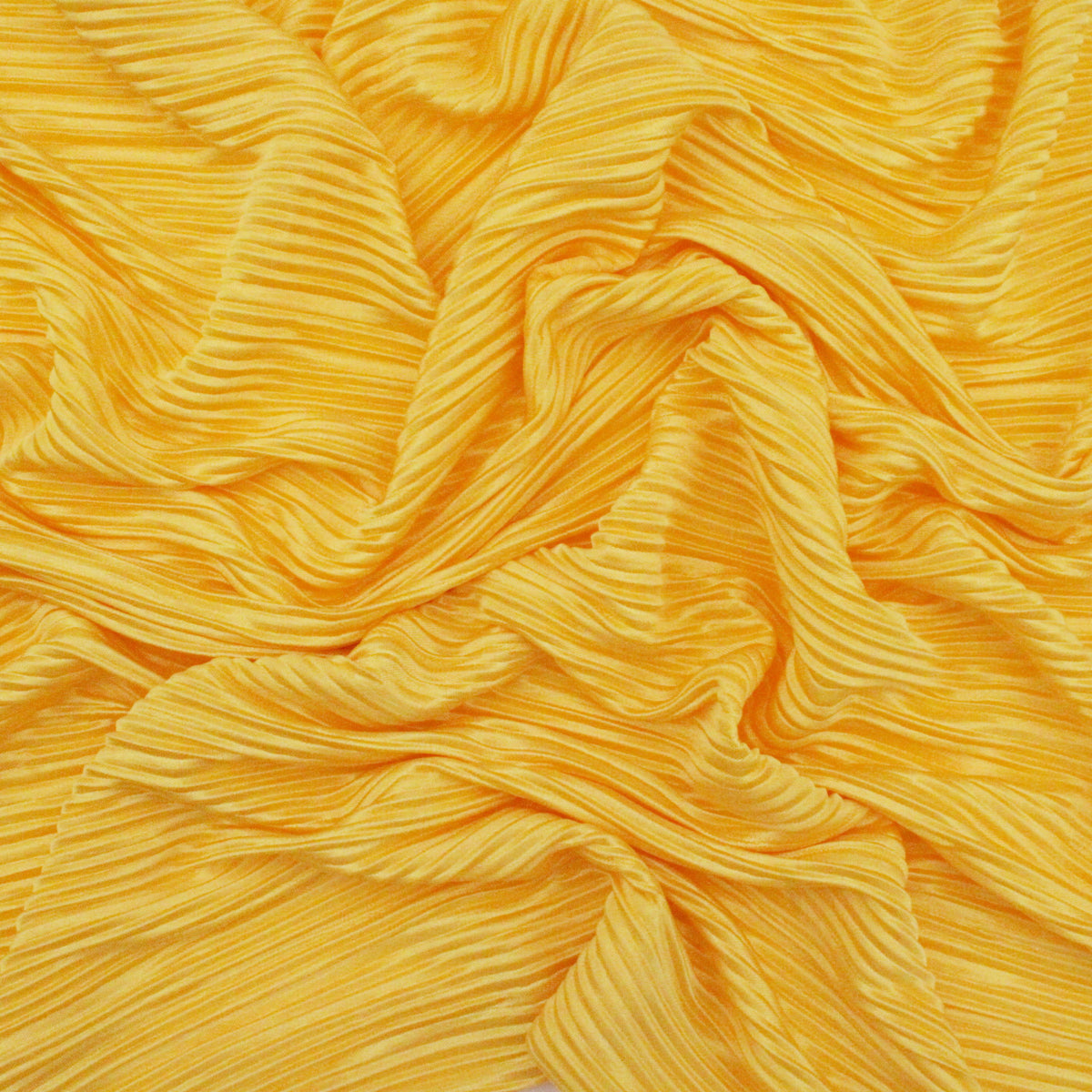 Satin Feel Cloque Crinkled Pleats Plisse Fabric - Honey Gold