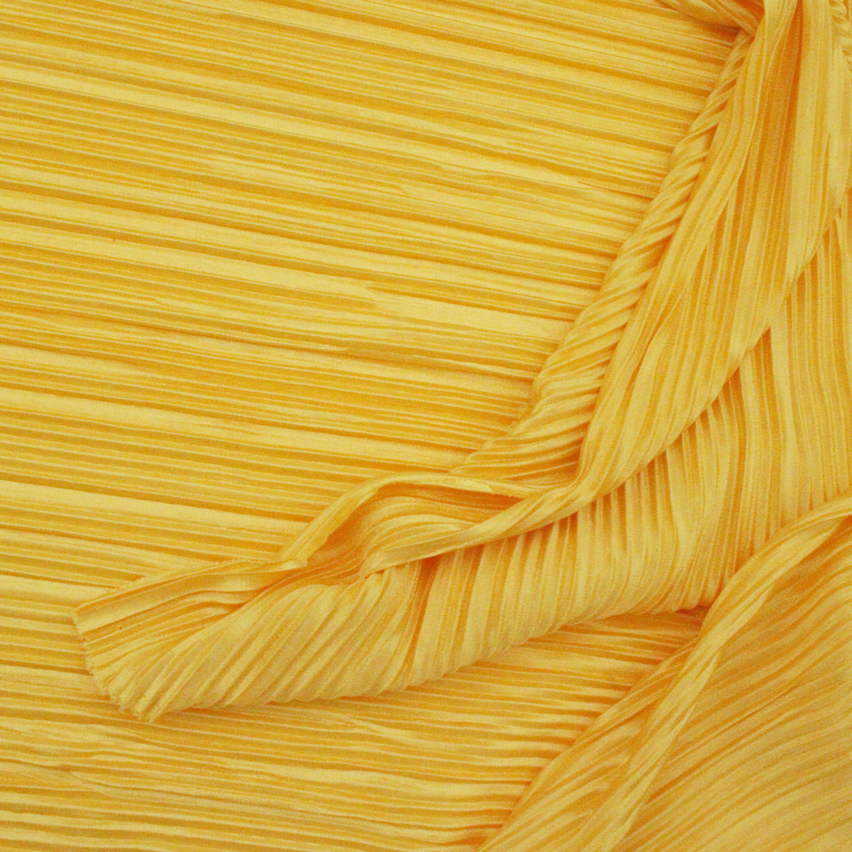 Satin Feel Cloque Crinkled Pleats Plisse Fabric - Honey Gold