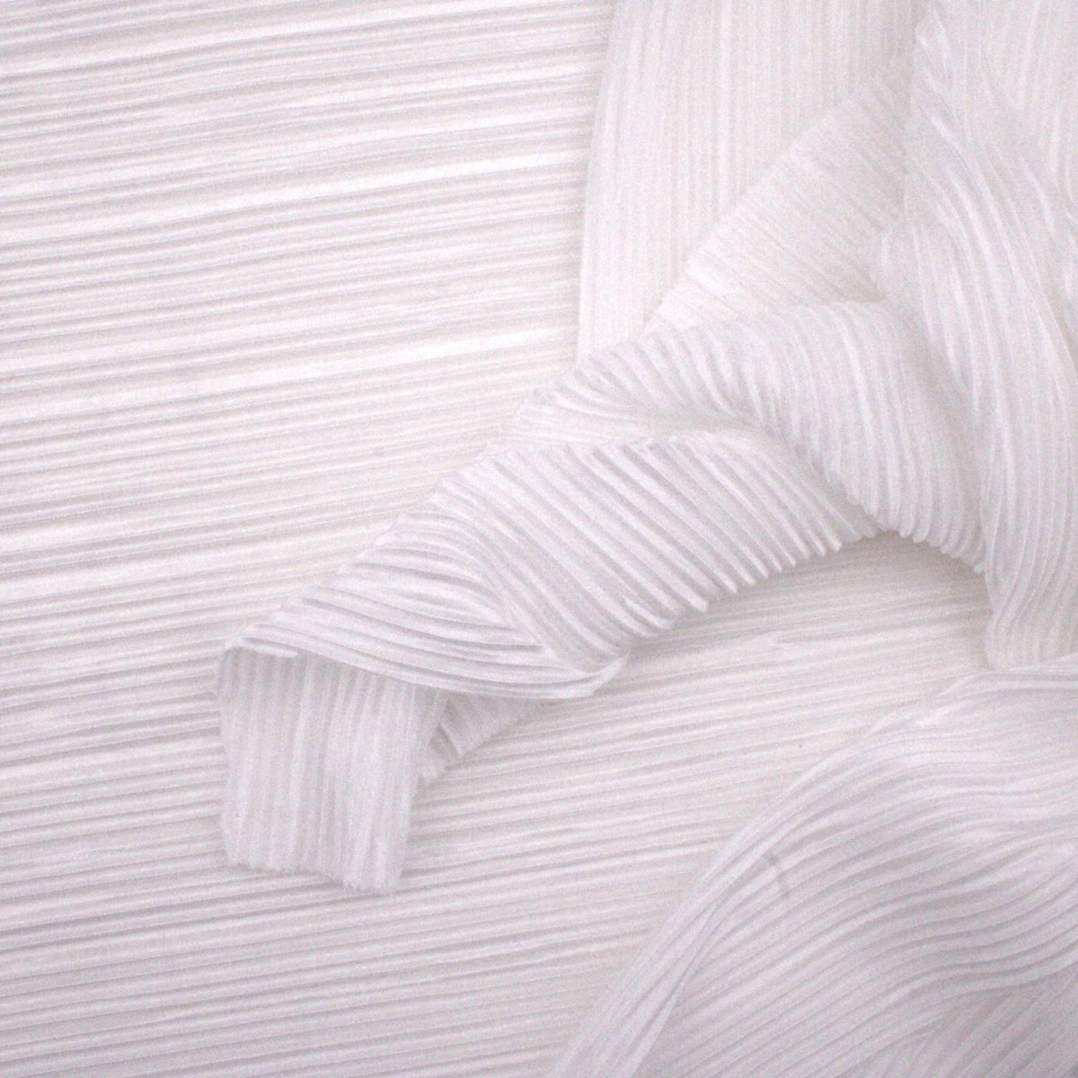 Satin Feel Cloque Crinkled Pleats Plisse Fabric - Ivory