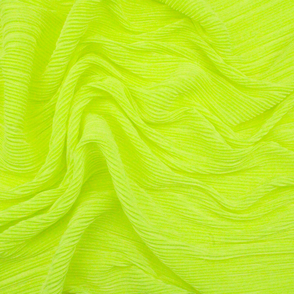 Satin Feel Cloque Crinkled Pleats Plisse Fabric - Lime