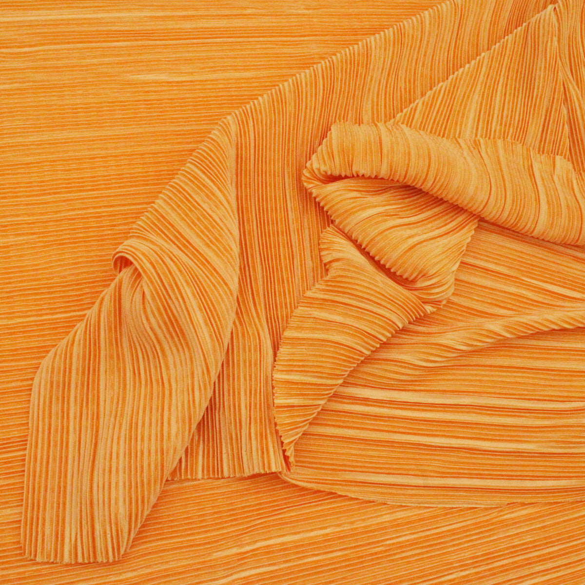 Satin Feel Cloque Crinkled Pleats Plisse Fabric - Mustard