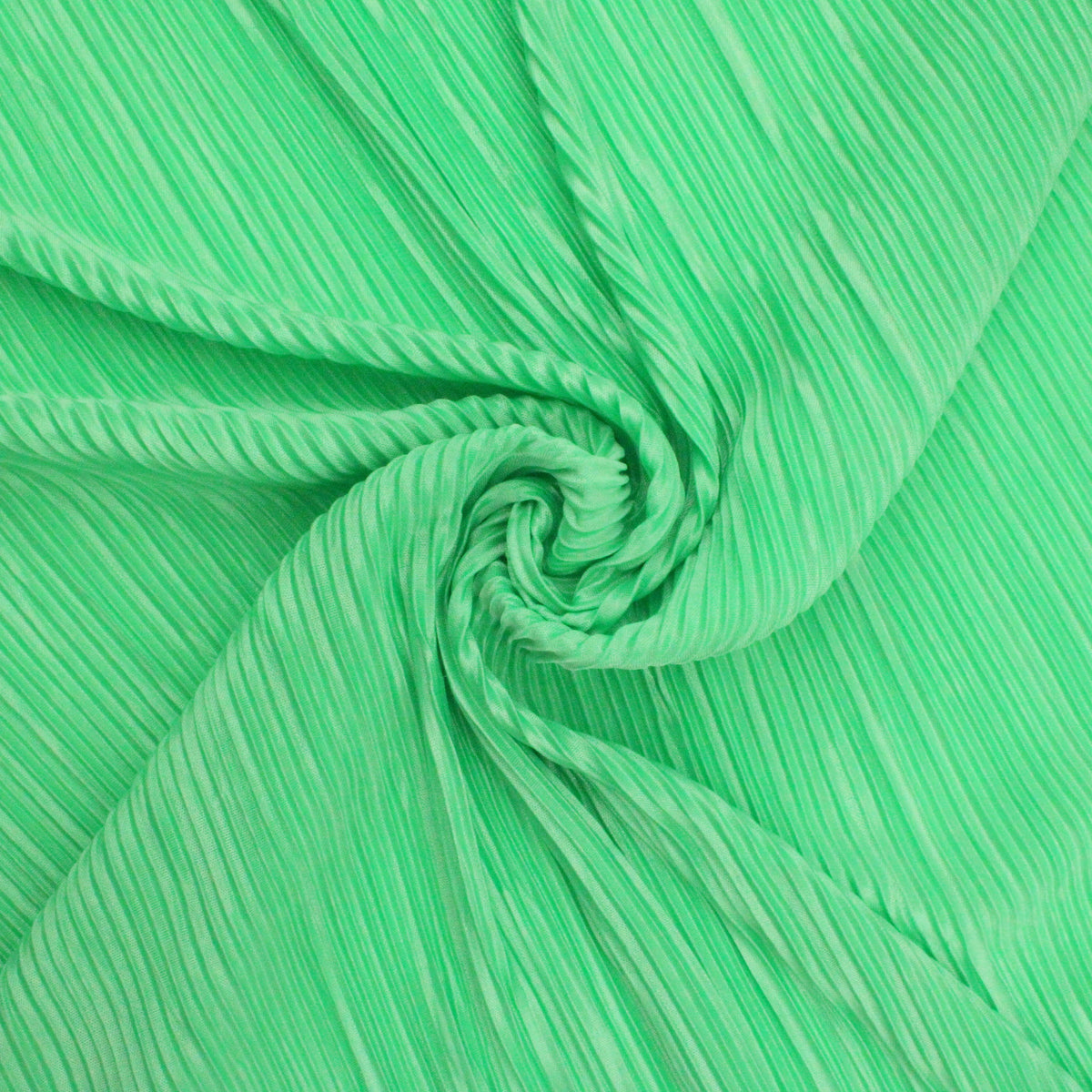 Satin Feel Cloque Crinkled Pleats Plisse Fabric - Neon Green