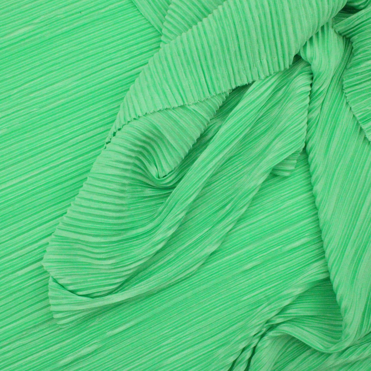 Satin Feel Cloque Crinkled Pleats Plisse Fabric - Neon Green