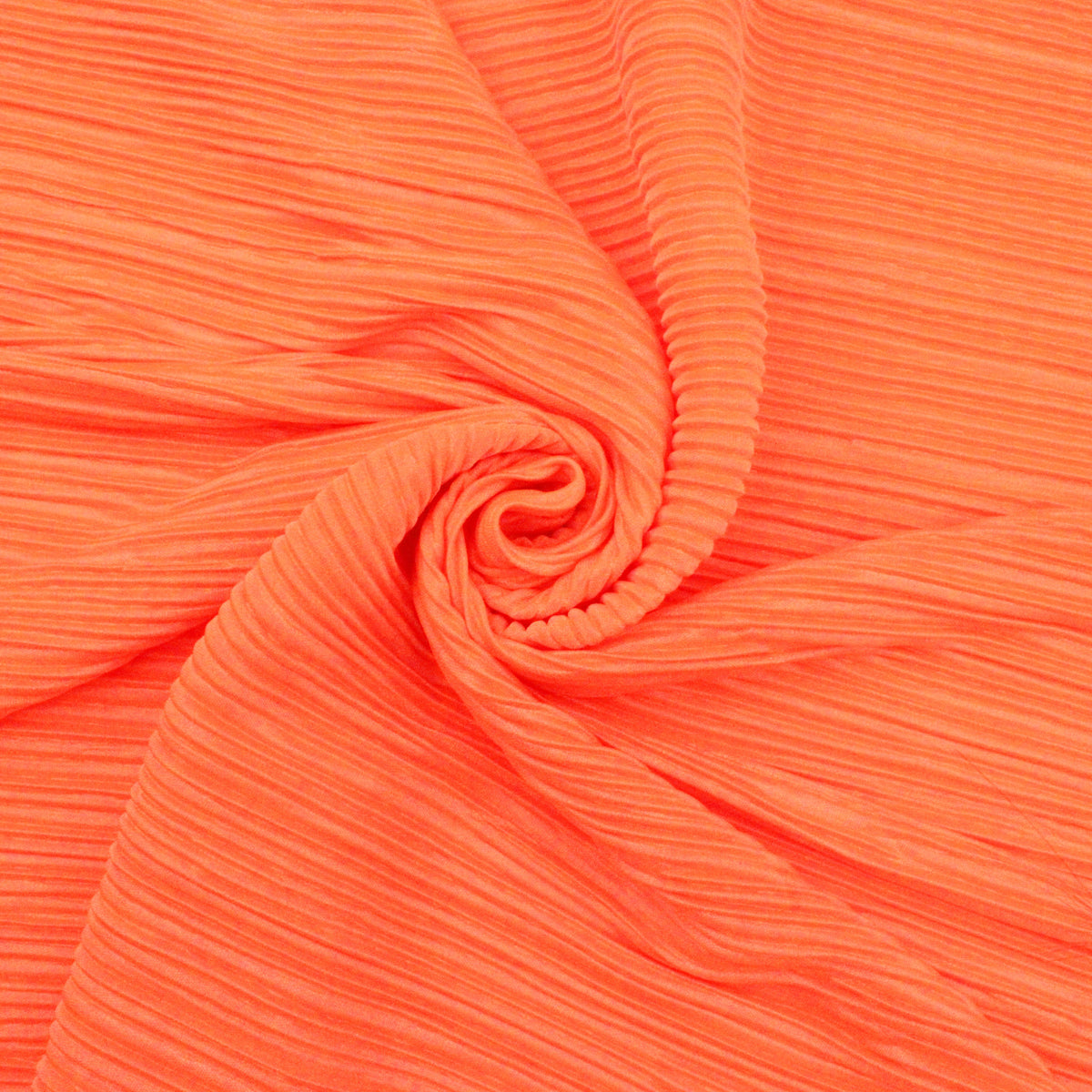 Satin Feel Cloque Crinkled Pleats Plisse Fabric - Neon Orange