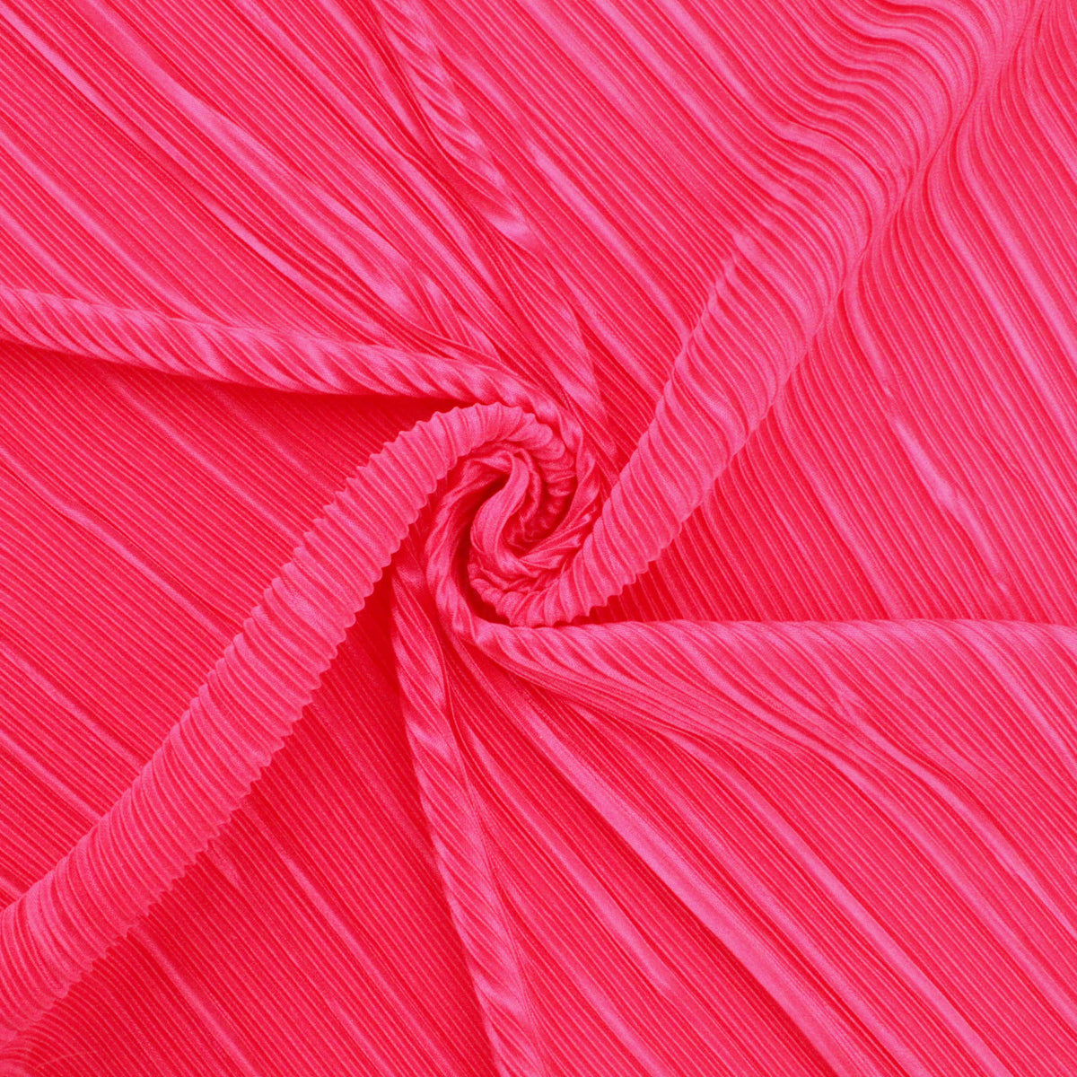 Satin Feel Cloque Crinkled Pleats Plisse Fabric - Cerise