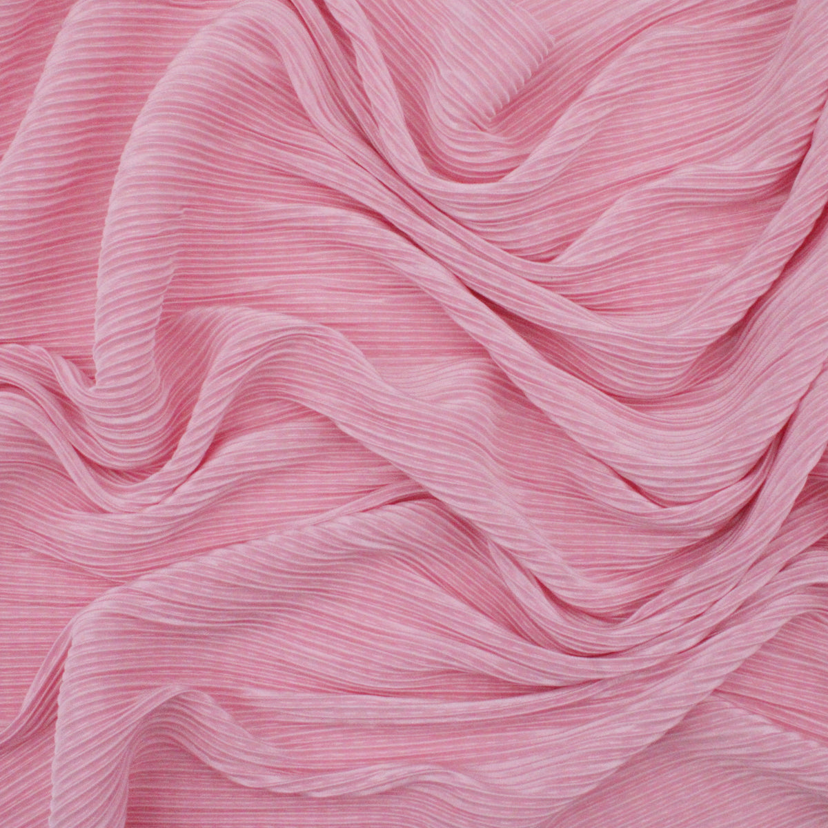 Satin Feel Cloque Crinkled Pleats Plisse Fabric - Pink