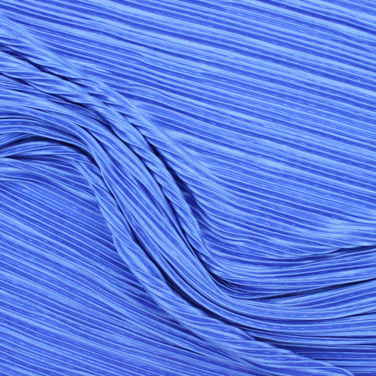 Satin Feel Cloque Crinkled Pleats Plisse Fabric  - Royal Blue