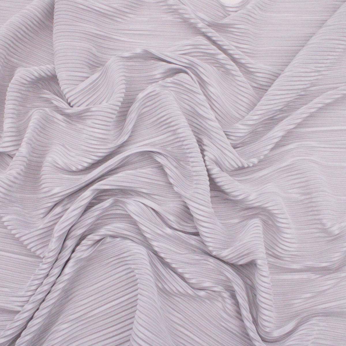 Satin Feel Cloque Crinkled Pleats Plisse Fabric - Silver Grey