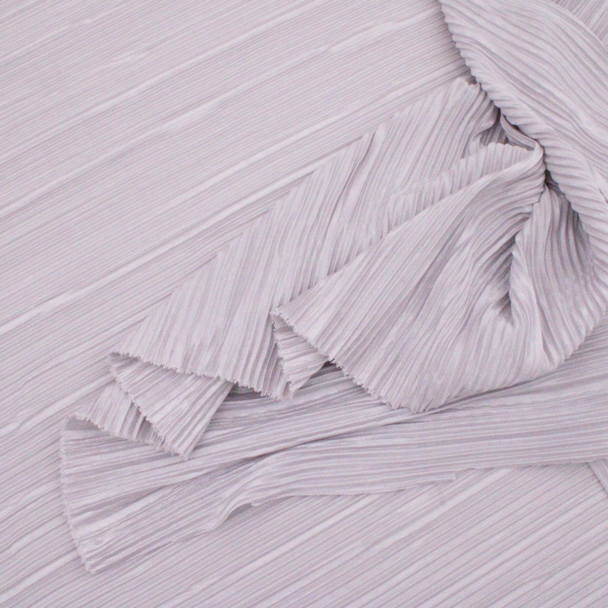 Satin Feel Cloque Crinkled Pleats Plisse Fabric - Silver Grey