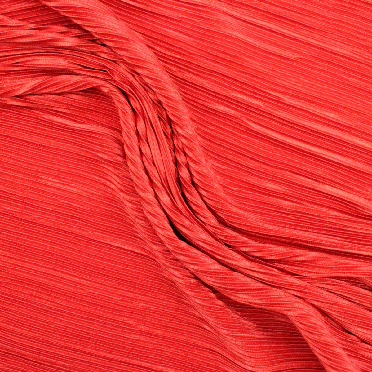 Satin Feel Cloque Crinkled Pleats Plisse Fabric - Valentine Red