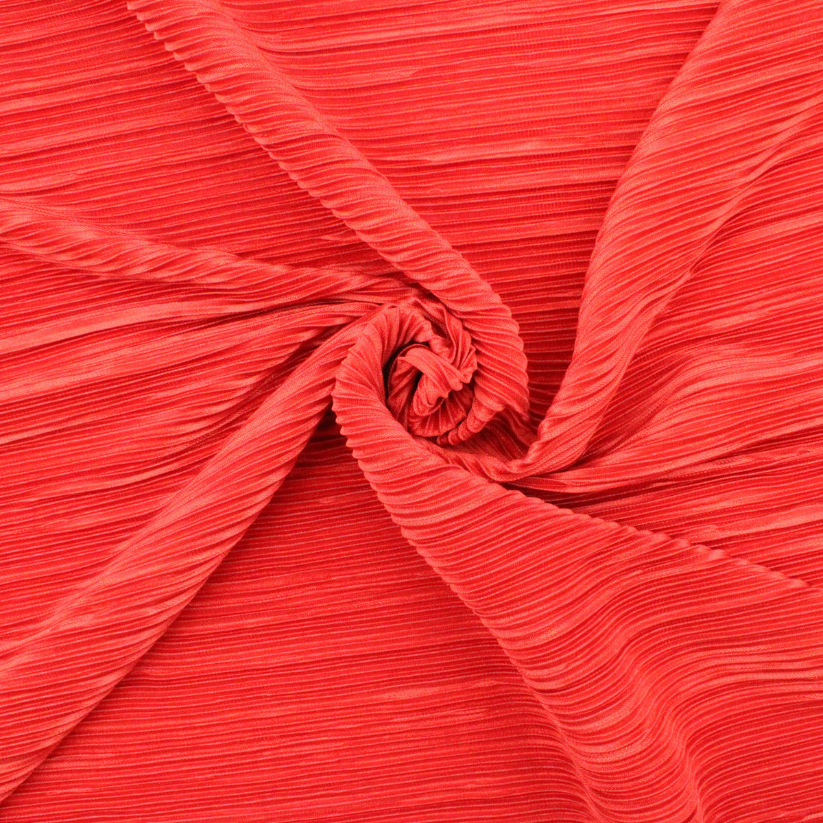 Satin Feel Cloque Crinkled Pleats Plisse Fabric - Valentine Red