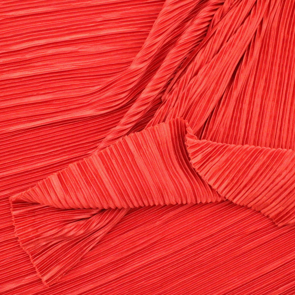 Satin Feel Cloque Crinkled Pleats Plisse Fabric - Valentine Red
