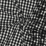 Scallop Border Cotton Embroidered Dressmaking Fabric - Black Gingham