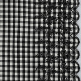 Scallop Border Cotton Embroidered Dressmaking Fabric - Black Gingham