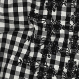 Scallop Border Cotton Embroidered Dressmaking Fabric - Black Gingham