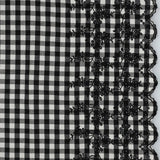 Scallop Border Cotton Embroidered Dressmaking Fabric - Black Gingham