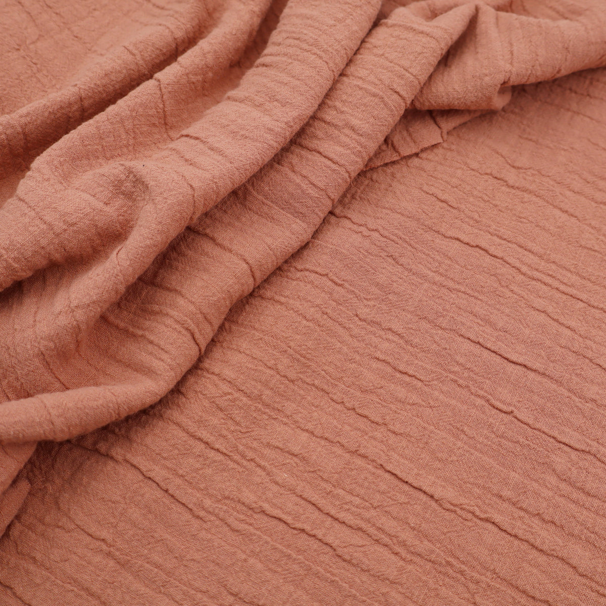 Slubbed Cotton Textured Double Gauze Dressmaking Fabric - Brick