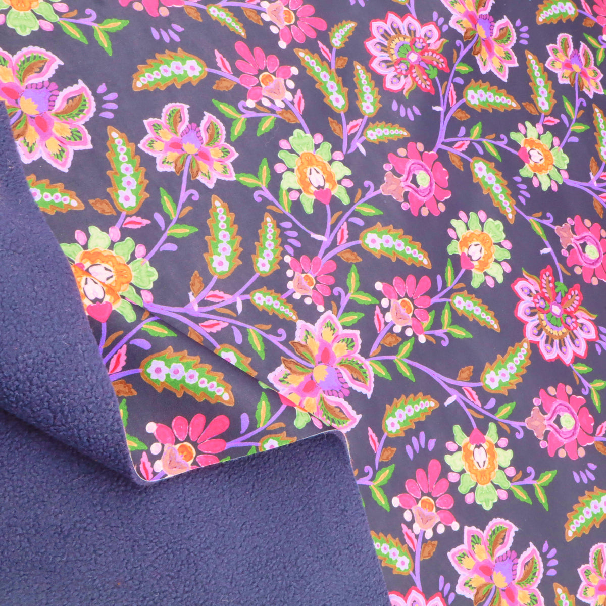 Softshell Fleece Outdoor Coating Jacketing Fabric - Asian Flowers