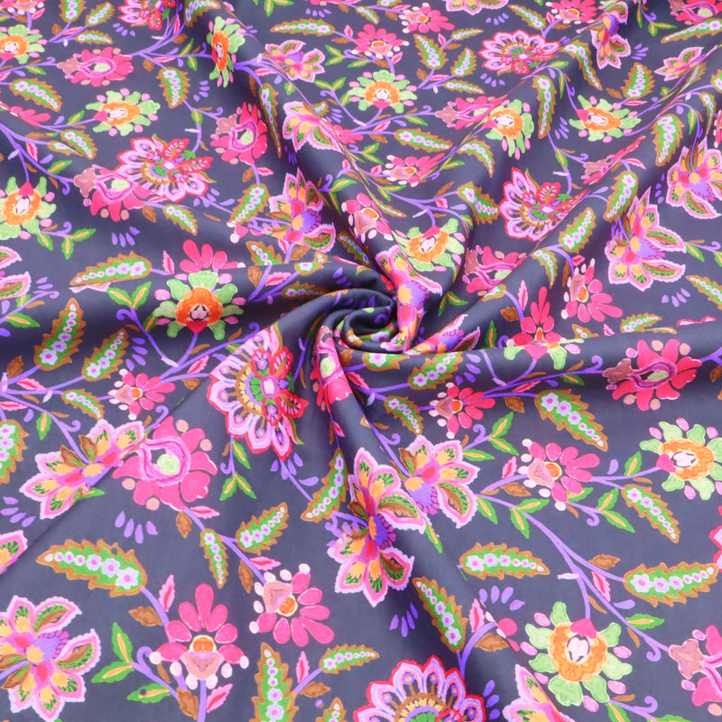 Softshell Fleece Outdoor Coating Jacketing Fabric - Asian Flowers