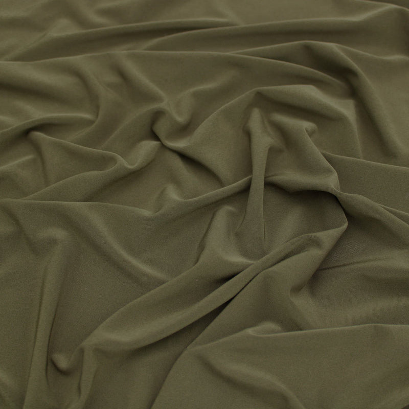 Soft Touch Elastane Dressmaking Fabric- Deep Olive