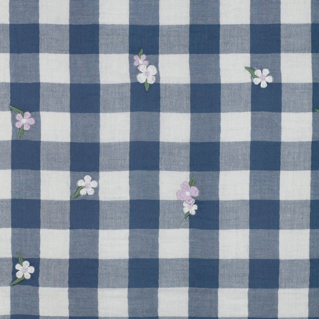 Blue Embroidered Flowers