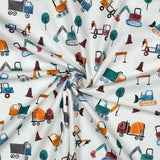 Stevie Printed Cotton Poplin OEKO TEX Dressmaking Fabric - Construction Vehicles