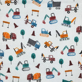 Stevie Printed Cotton Poplin OEKO TEX Dressmaking Fabric - Construction Vehicles