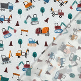 Stevie Printed Cotton Poplin OEKO TEX Dressmaking Fabric - Construction Vehicles