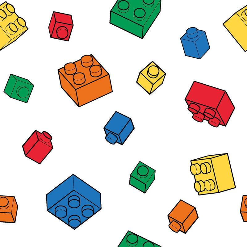 Stevie Printed Cotton Poplin OEKO TEX Dressmaking Fabric - Lego blocks
