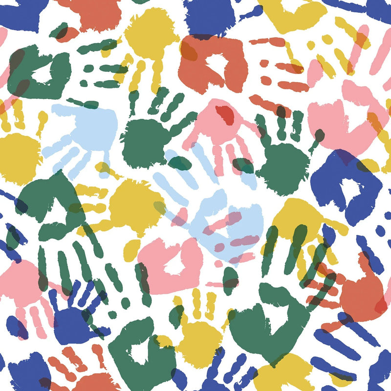 Stevie Printed Cotton Poplin OEKO TEX Dressmaking Fabric - Painted Hands