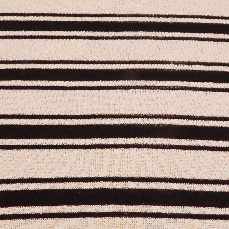 Stripe Knitted Cotton Mix Jacquard Jumper Sweater Fabric - Black