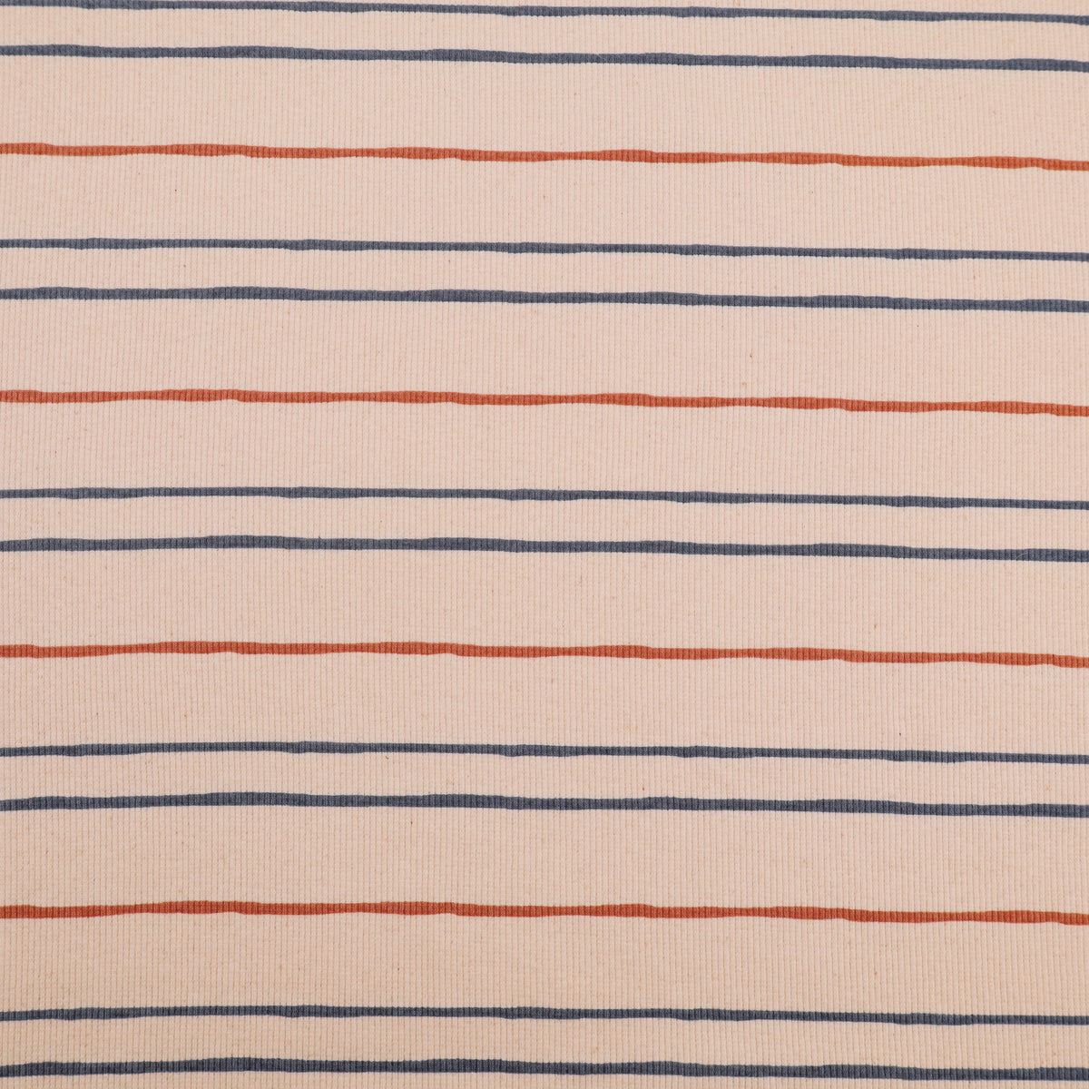 Striped Ribbed Organic Cotton Jersey GOTS Dressmaking Fabric - Natural