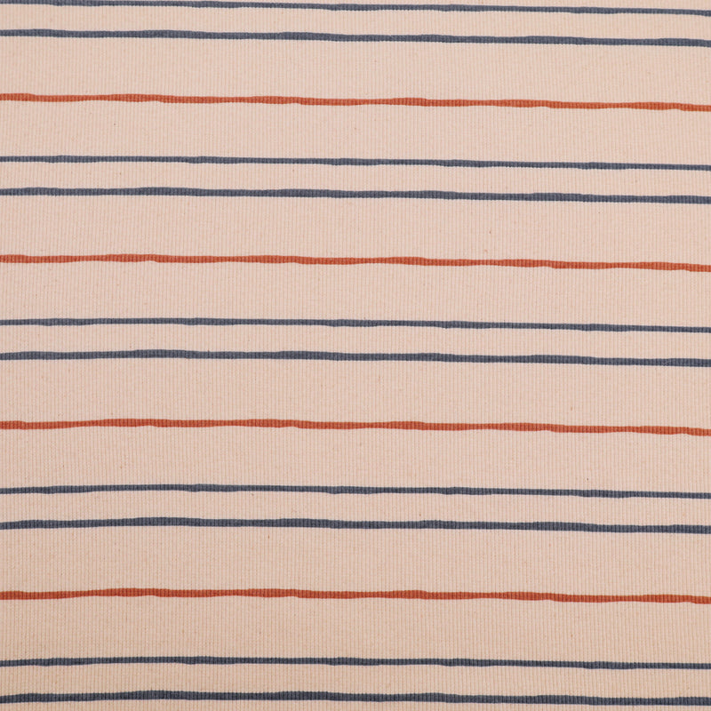 Striped Ribbed Organic Cotton Jersey GOTS Dressmaking Fabric - Natural