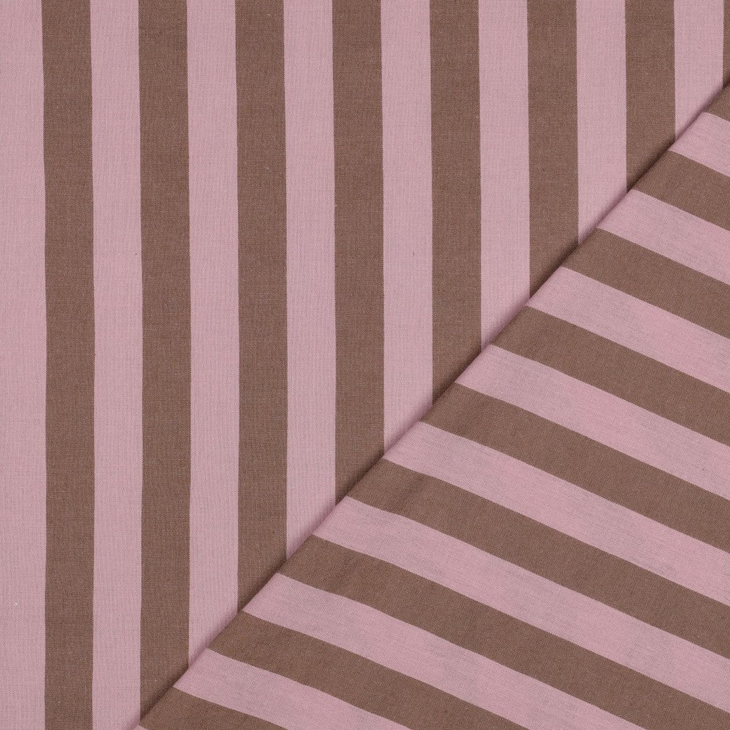 Verona Striped Yarn-Dyed Cotton Dressmaking Fabric - Pink & Brown