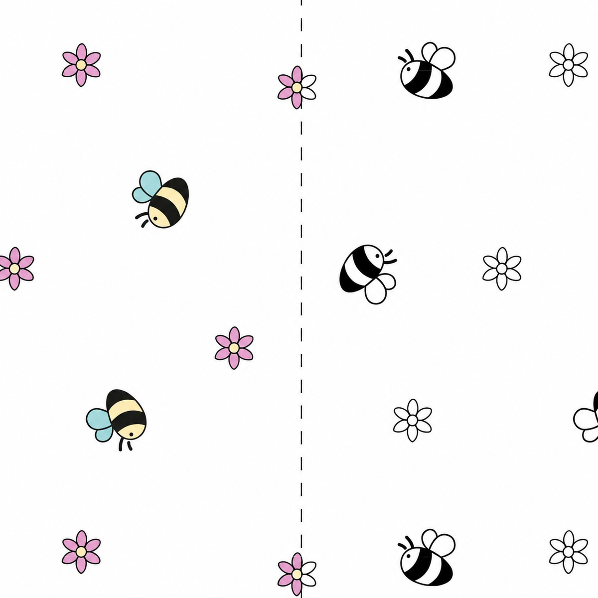 Sun Colour Changing Printed Cotton Jersey Dressmaking Fabric - Bees and Flowers