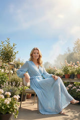 Satin Feel Cloque Crinkled Pleats Plisse Fabric - Baby Blue