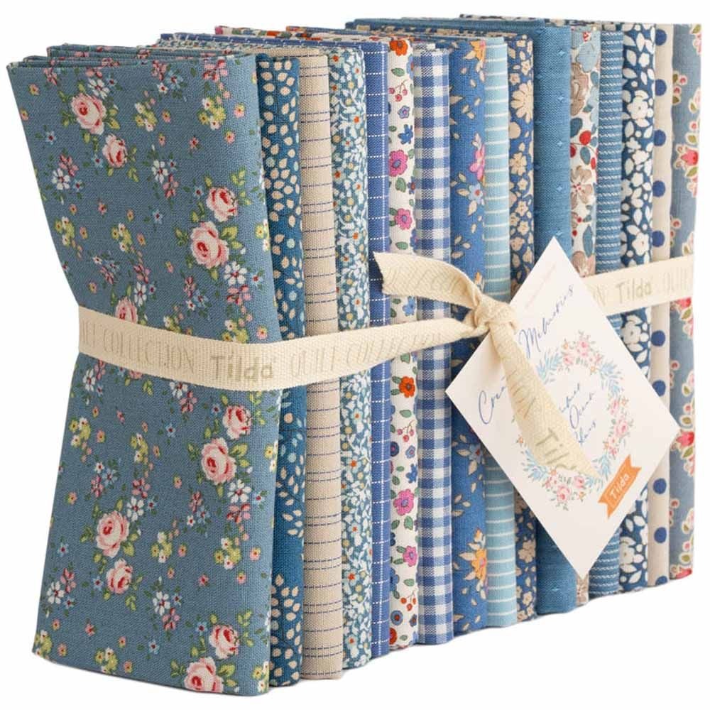 Tilda Creating Memories Fat Quarter Bundle 50 x 55cm Cotton Quilting Patchwork Fabric - 16 Summer & Ocean Blue