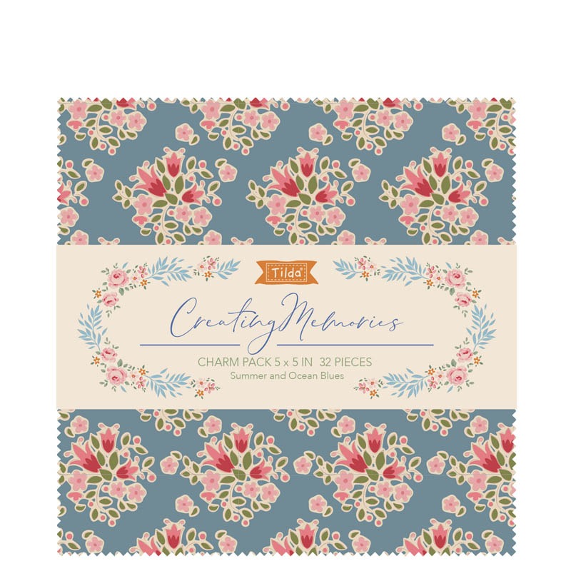 Tilda Creating Memories Charm Pack 100% Premium Pre-cut Cotton Quilting Fabric - Summer 32 5" Cotton Squares