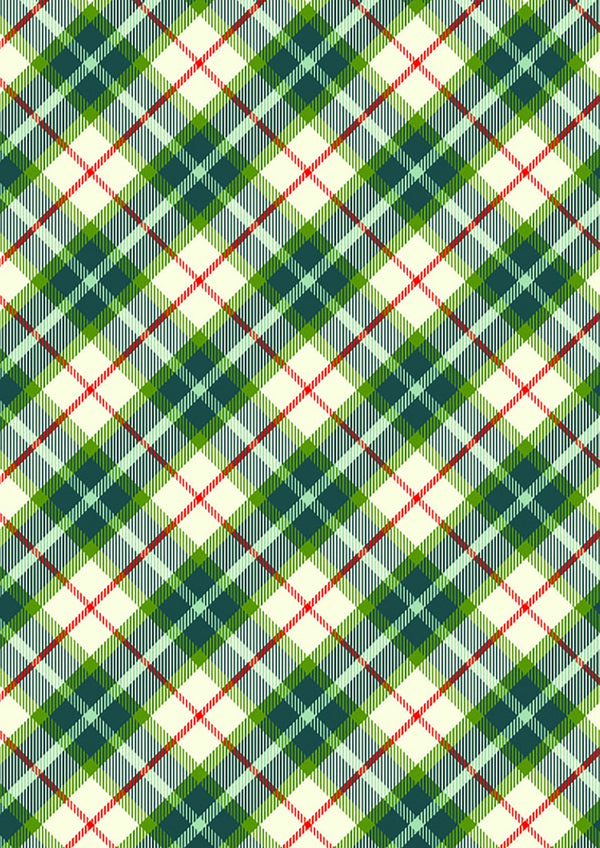Lewis and Irene Christmas All is Bright by Stuart Hillard Cotton Quilting Patchwork Craft Pre Shrunk Fabric - Teal Check