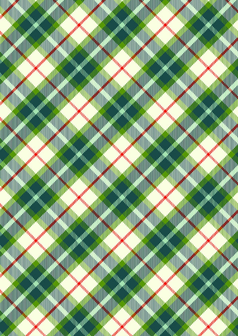 Lewis and Irene Christmas All is Bright by Stuart Hillard Cotton Quilting Patchwork Craft Pre Shrunk Fabric - Teal Check