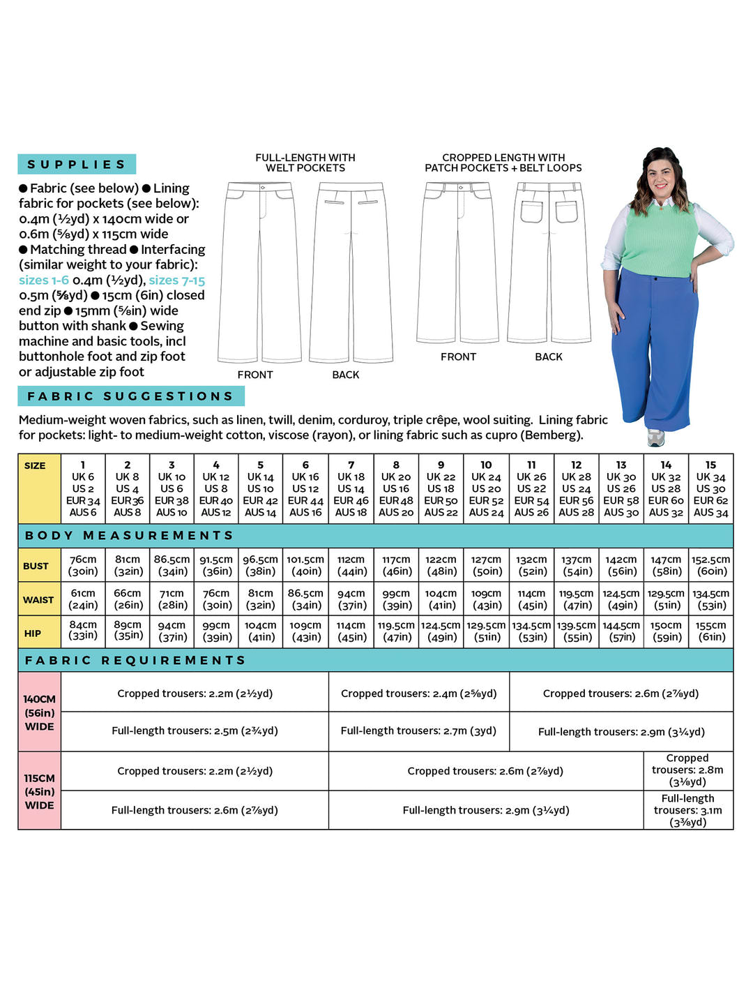 Thea Trousers Sewing Pattern - By Tilly and the Buttons – Lullabee Fabrics