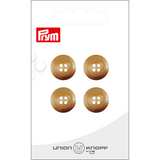 Prym Union Knopf Poly-Button 4 Hole 15mm Beige - Pack of 4