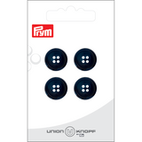 Prym Union Knopf Poly-Button 4 Hole 15mm Navy - Pack of 4