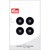 Prym Union Knopf Poly-Button 4 Hole 15mm Black - Pack of 4